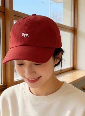 帽子韩系小狐狸刺绣棒球帽男女2026春夏新款防晒遮阳显脸小鸭舌帽