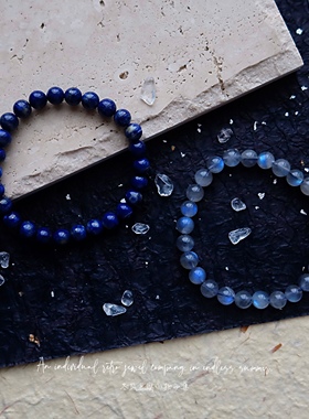蓝灰月光拉长青金石水晶手链礼物