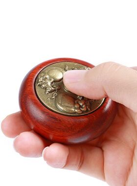 紫檀可转动牛转乾坤铜手把件扭转乾坤檀木随身转钱赚钱盘玩文玩