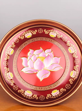 供盘水果盘拜神供佛前家用上供奉佛桌观音财神合金高脚贡盘碟佛具