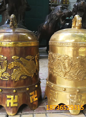 大号纯铜龙凤呈祥铜钟龙凤戏珠平安佛钟警钟铜铃铛铜器挂摆件