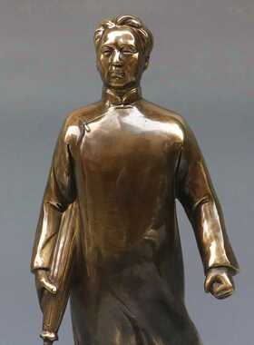 桌面摆件毛泽东去延安纯铜