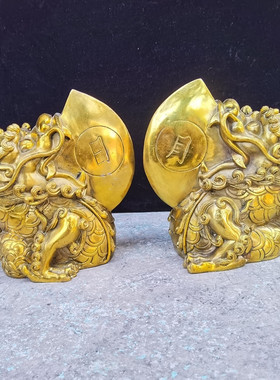 斧子黄铜睚眦动物中式风装饰品