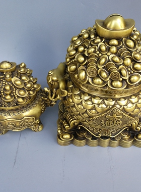 纯铜旺财象鼻神桌面摆件家居装饰