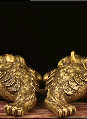 霸王金蝉铜器纯铜七星金蟾公母金蟾一对招财三足钱串蟾蜍家居摆件