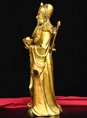 铜关公摆件纯铜托宝关公关二爷佛像供养神像公司开业大号武财神爷