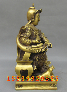 铜哮天犬风水铜器工艺品纯铜二郎神 杨戬铜像 二郎真君神家居摆件