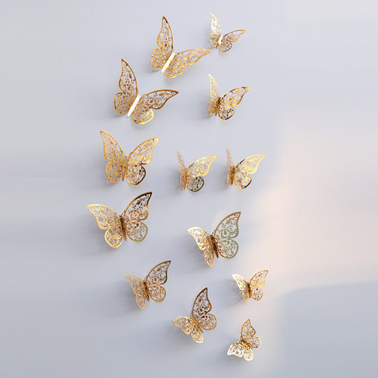 3D three-dimensional simulated butterfly metallic children's room sticker