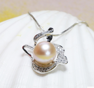 银链子女饰品 925 天然珍珠面粉紫珍珠吊坠项送 银链子女饰品 925 天然珍珠面粉紫珍珠吊坠项送