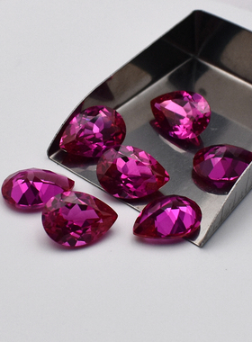 3号玫红碧玺色水滴形宝石diy戒指吊坠配石红宝石裸石梨形戒面裸钻