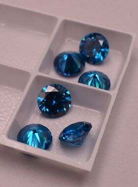 5A圆形深海蓝宝石裸石圆钻深蓝色戒指戒面主石托帕石裸钻配石diy