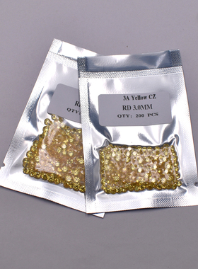 0.8~3.0mm小圆形金黄色锆石CZ裸石金黄色宝石尖底美甲手表散钻DIY
