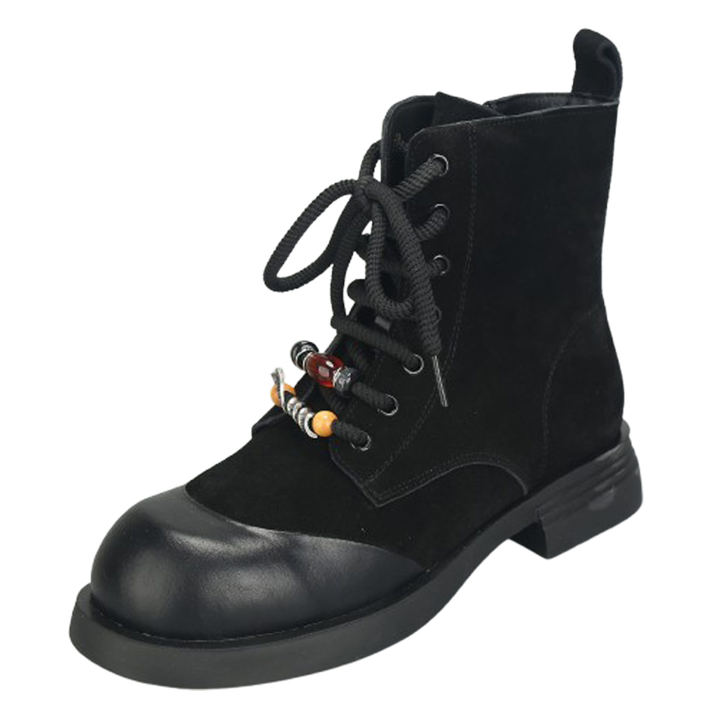 宽胖脚大码女鞋41到43秋季新款真皮靴子粗跟马丁靴短靴宽头女靴42,淘宝优惠券,粉丝福利购,淘宝优惠卷