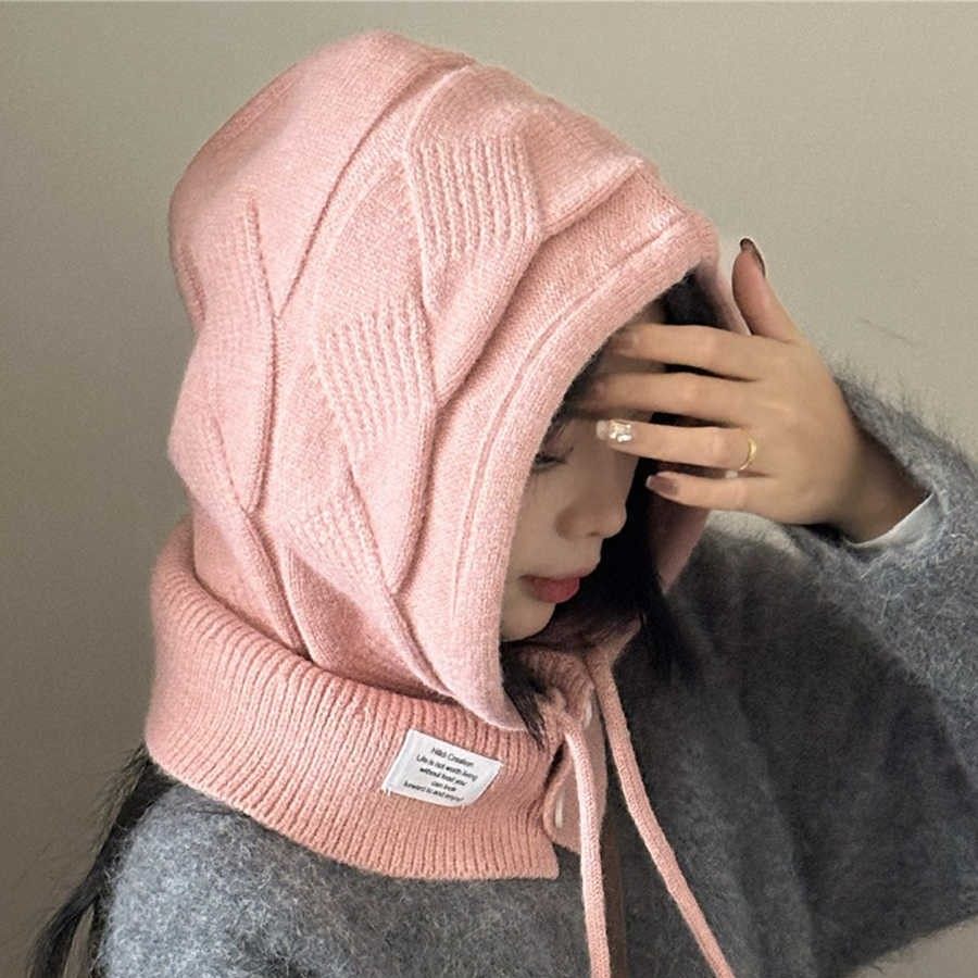 韩版秋冬帽子女款巴拉克拉法帽保暖披肩针织帽围脖一体护耳毛线帽,淘宝优惠券,粉丝福利购,淘宝优惠卷