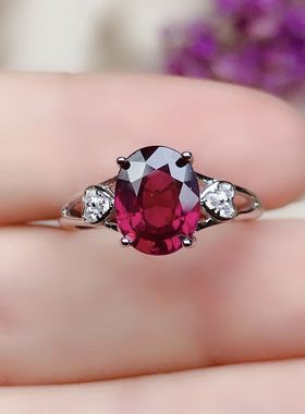 天然镁铝石榴石戒指宝石活口925