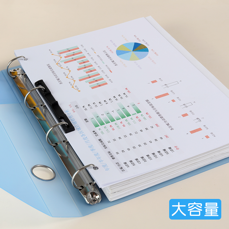 A4打孔活页夹四孔文件夹装订保护夹大容量资料夹纸夹子彩色收纳外壳可拆卸扣学生书夹收纳整理试卷办公档案夹 - 图2