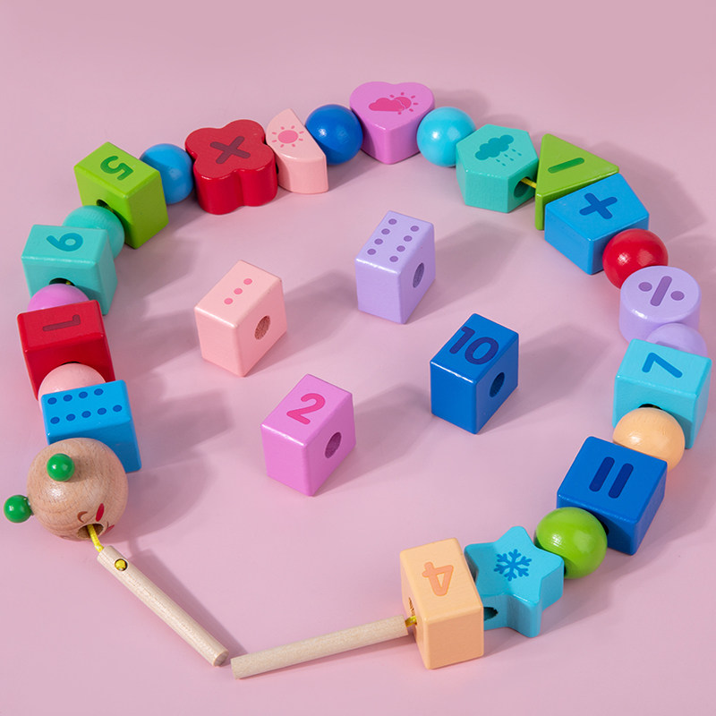 大颗粒实木串串珠穿珠子穿线玩具 欧韵尼母婴婴幼儿串珠/绕珠