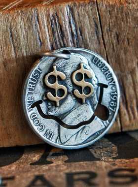 古董暴富挂坠项链银饰流浪者硬币