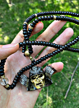 鬼武士骷髅吊坠武士道项链吊坠S925银男女通用日韩风原创设计