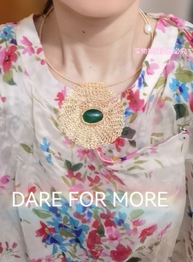 菲瑞定制设计师14K注金丝手工编织 天然绿玉髓项链 颈链 项圈