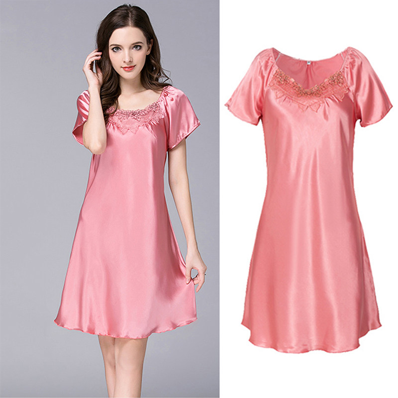 短袖夏季性感冰丝吊带中年胖mm睡裙 斐艾娜内衣睡裙