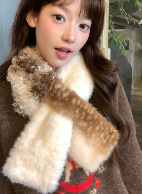冬季新款拼接短款保暖围脖女款