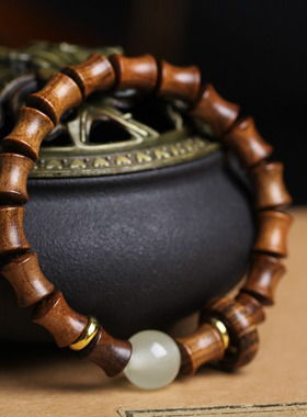 黑檀木竹节手链佛珠紫檀手串男女