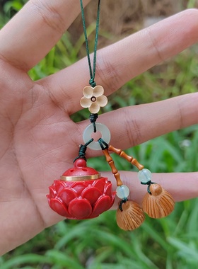 朱砂莲花香囊包包挂件好运莲升款