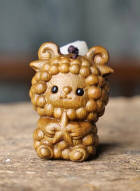 绿檀木十二生肖钥匙扣可爱木雕鼠