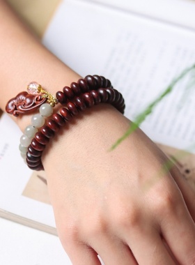 小叶紫檀手串老料佘太翠佛珠文玩