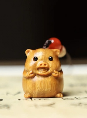 绿檀木创意国风十二生肖链挂件U