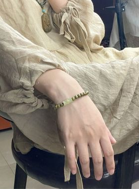 绿檀木东陵玉竹节手链