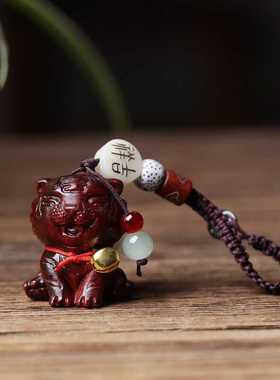 紫檀木雕新中式十二生肖钥匙扣鼠