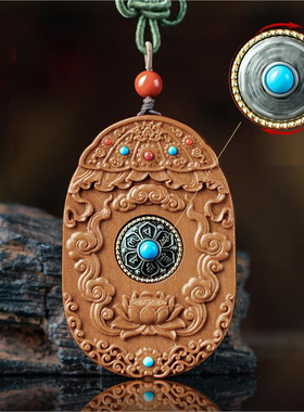 檀香木雕十二生肖本命佛吊坠