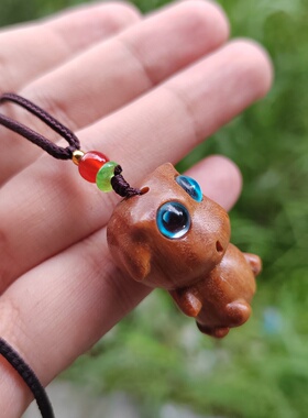 绿檀小牛崽吊坠十二生肖牛萌萌可