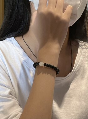 黑檀竹节原创设计白水晶单圈