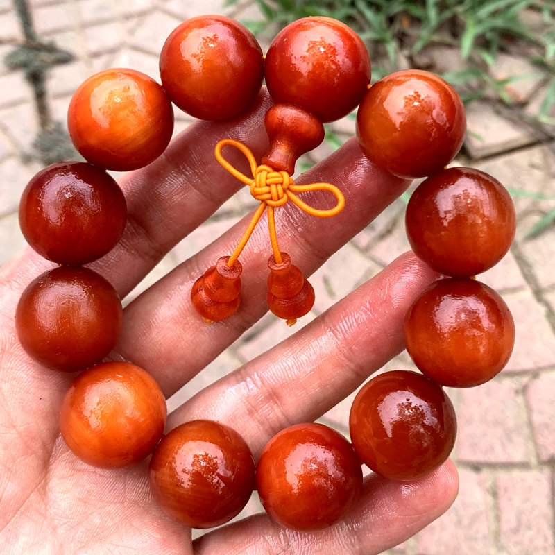 长白山琥珀手串男红松明子东北手链 弥刻赞熙手串/宝珠