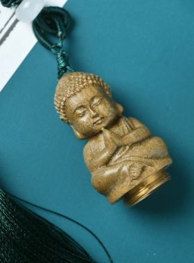 古风绿檀木小佛香囊挂件车内装饰