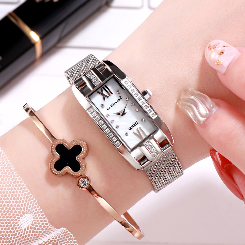 伊莉萨博新款正品女士方形真皮手表 eselysabo国产腕表