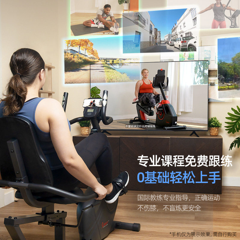 The horizontal design of SUNNY exercise bike does not hurt the knees