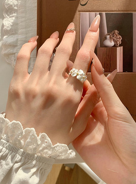 甄媛银饰新中式简约栀子花戒指女