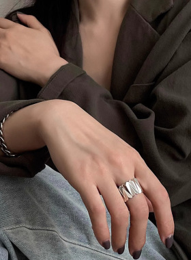甄媛银饰女纯银简约戒指