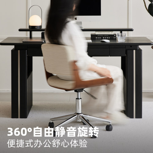 北欧电脑椅家用久坐舒适布艺人体工学椅子小户型升降转椅办公椅 - 图3