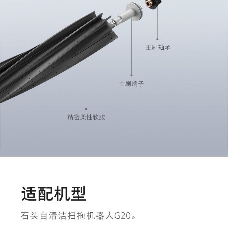 石头官方原装正品配件扫拖机器人软胶主刷双刷套装,适用于G20系列-图2