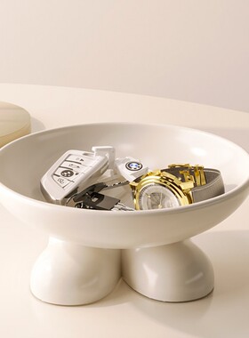 高级感玄关钥匙收纳摆件首饰托盘陶瓷客厅桌面入户门口鞋柜置物架