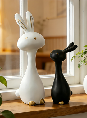 情侣摆件高档客厅电视柜桌面兔子装饰品艺术家居轻奢高级感小众