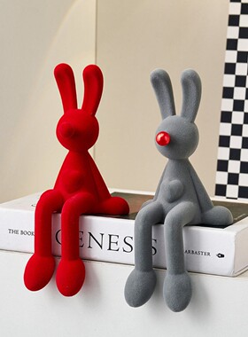坐姿兔子摆件轻奢高档创意家居酒柜电视柜客厅吊脚娃娃桌面装饰品