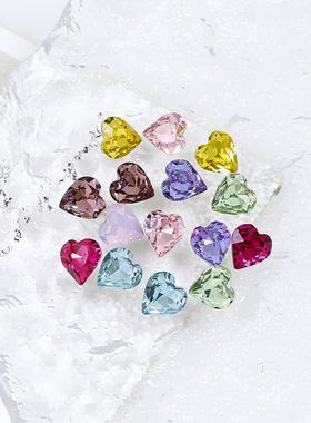 东洲水晶6.6*6mm爱心美甲钻心形尖底钻高档K9玻璃钻饰品网红爆款