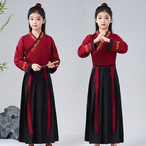 儿童花木兰同款古装中国风演出服幼儿小汉服书童开笔礼国学表演服 - 图2
