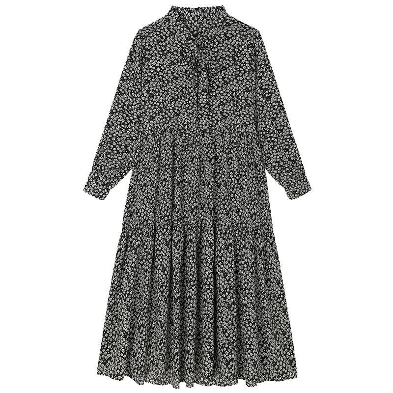 法式复古碎花秋装2020年新款长款 夏梵尼连衣裙